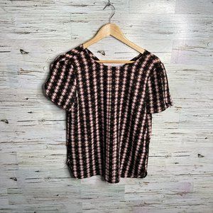 J crew blouse tee shirt top pink black size 6